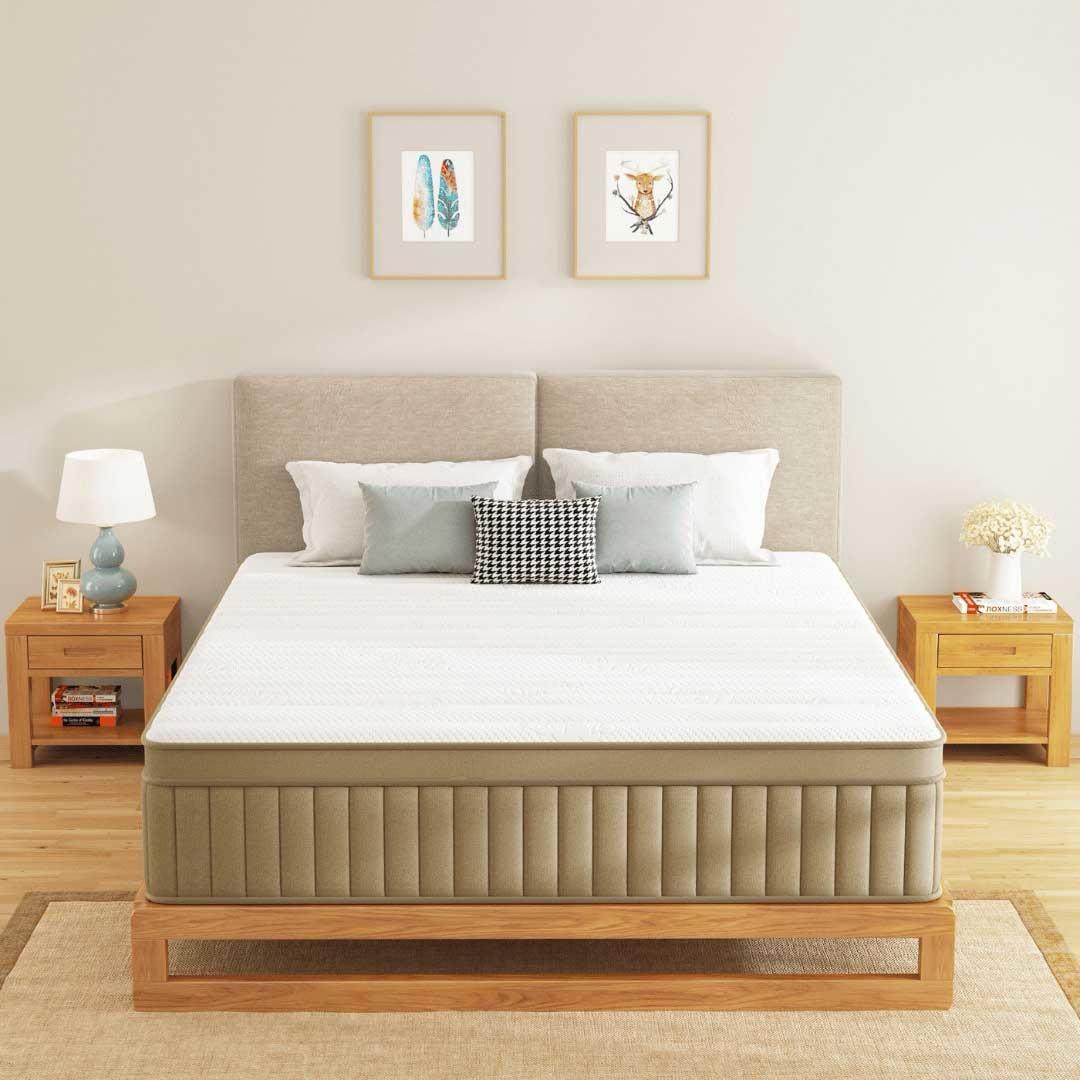 Earth Tone Khaki Natural Hybrid Mattress - Full