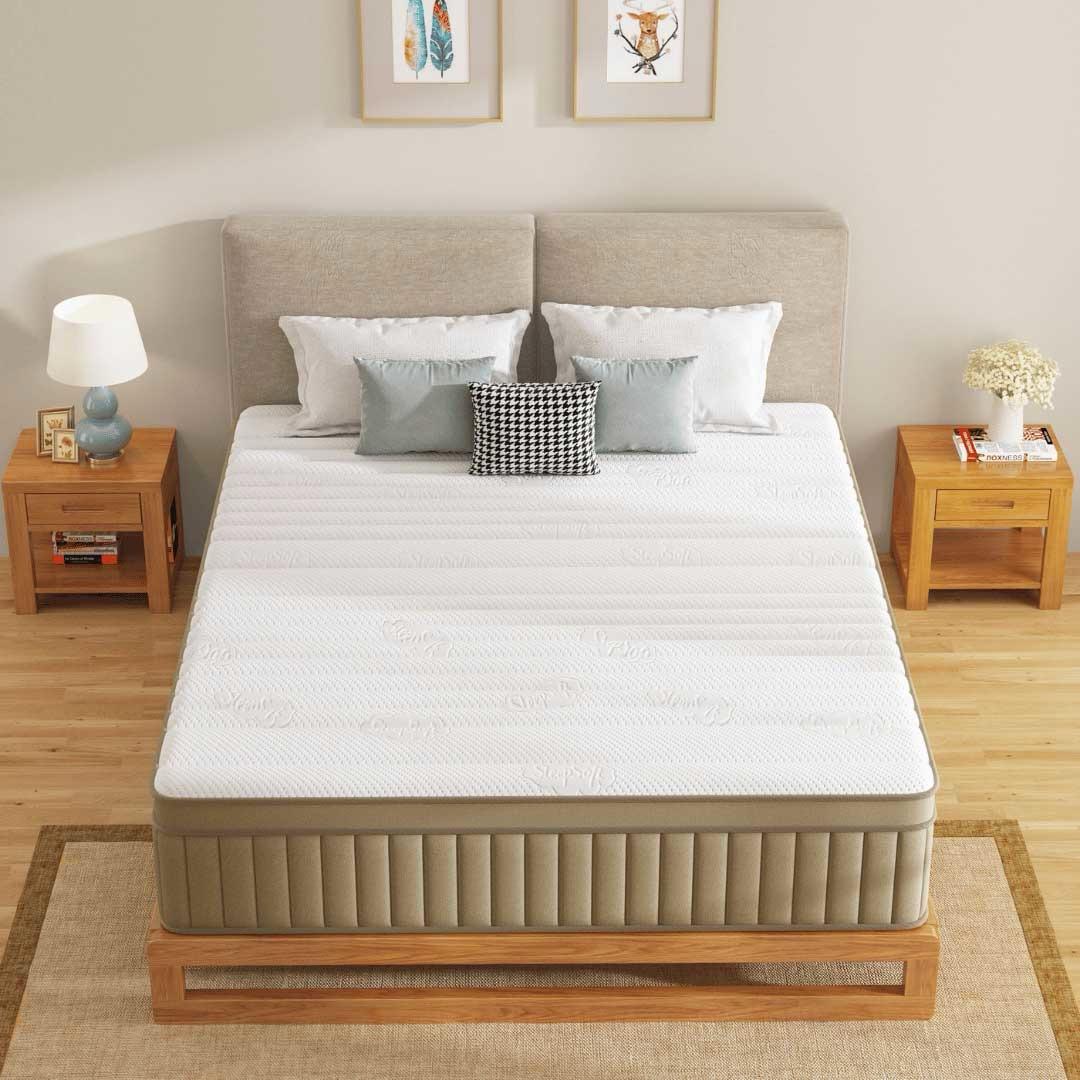 Earth Tone Khaki Natural Hybrid Mattress - Full