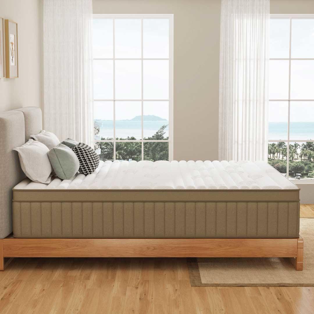 Earth Tone Khaki Natural Hybrid Mattress - Full