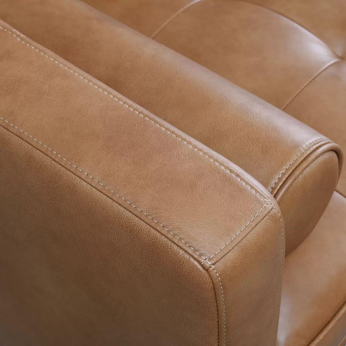 Harstine Leather Chaise Sectional - Cognac Brown