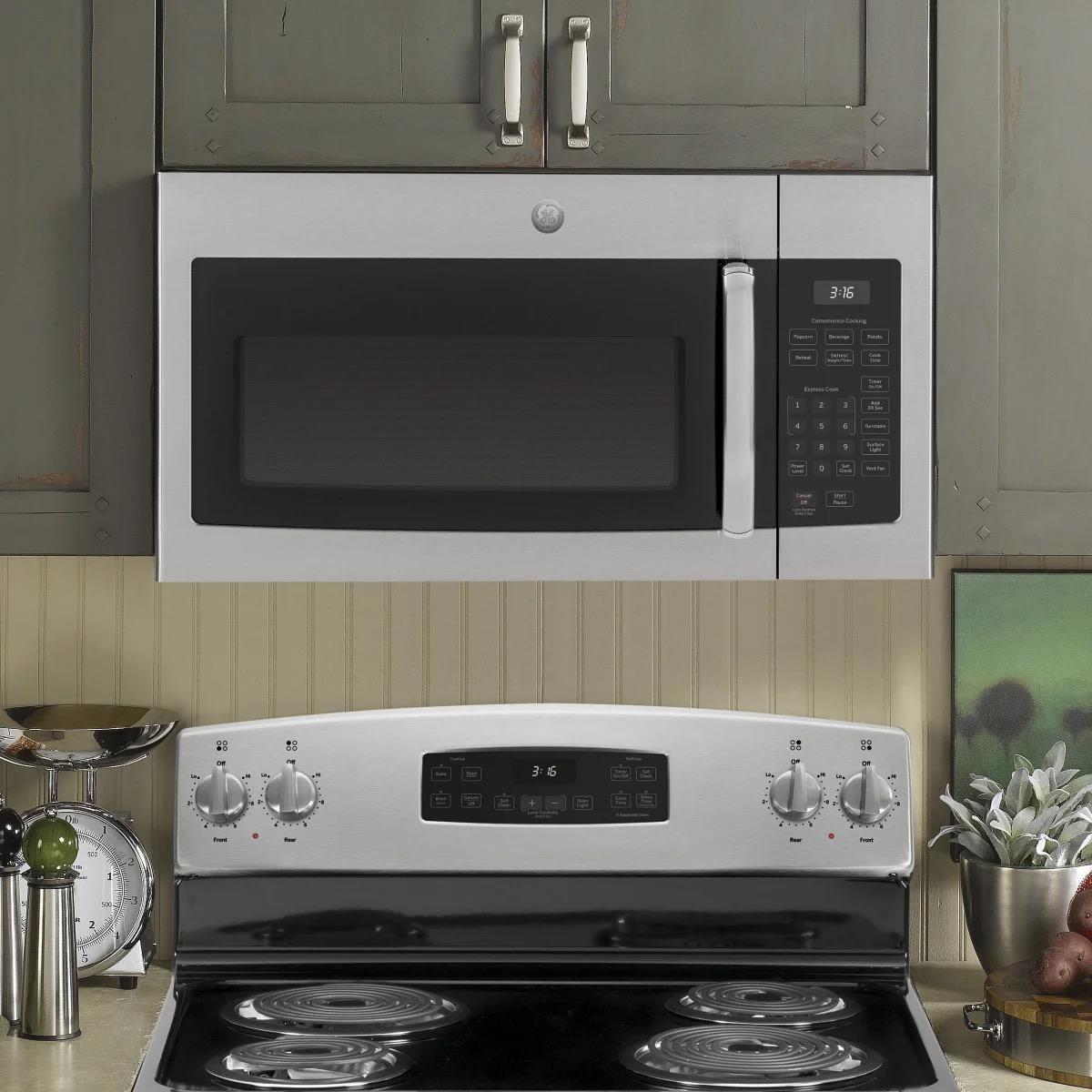 GE 30" 1.6 cu. ft. Over-the-range Microwave Oven with Cooktop Lighting, 300-CFM Venting