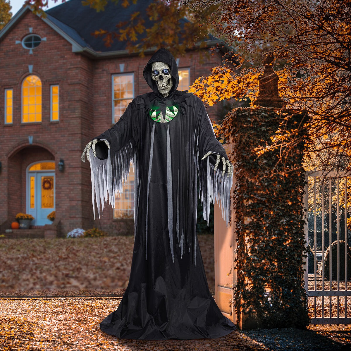 Halloween Animated Reaper Skeleton Prop Life Size Decoration Animatronics 10Ft