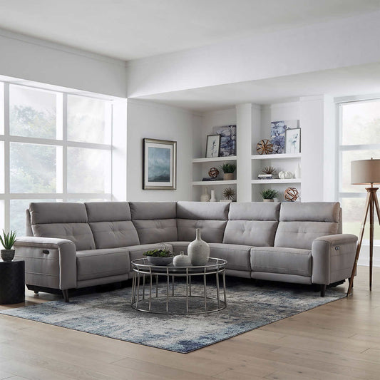 Trower 5-piece Fabric Power Reclining Sectional with Power Headrests