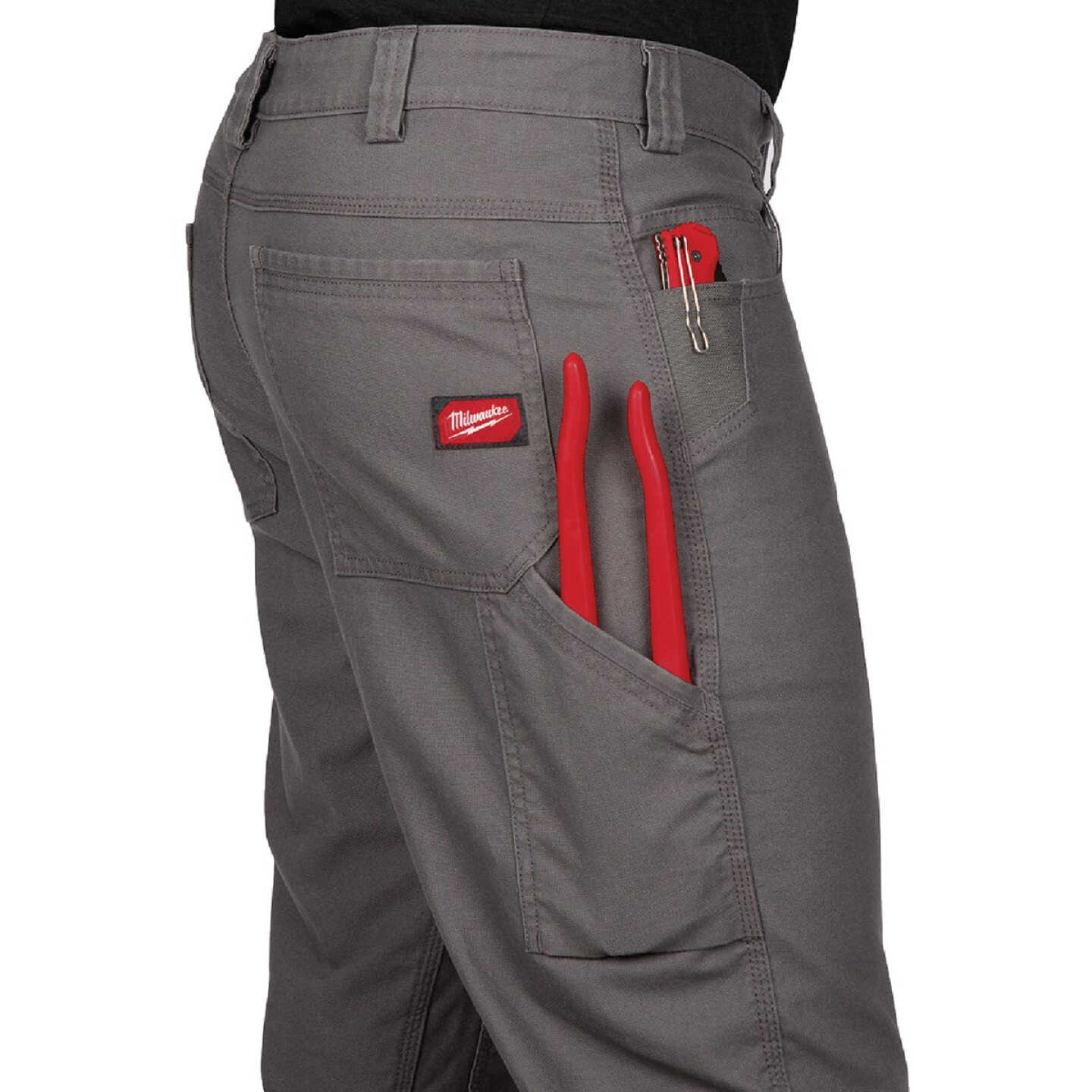 Milwaukee Men's 38 in. x 30 in. Gray Cotton/Polyester/Spandex Flex Work Pants with 6 Pockets