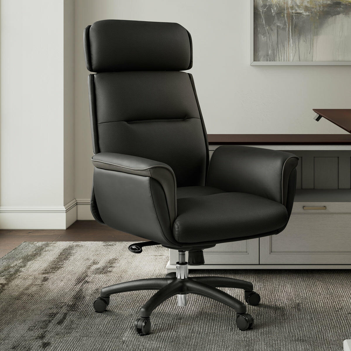 Eureka Ergonomic Royal Microfiber Leather Executive Office Chair, Black