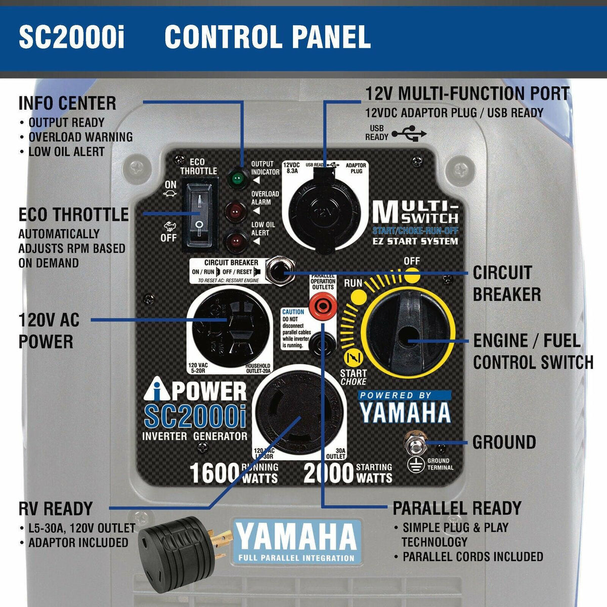 2000 Watt Portable Inverter Generator with Yamaha Engine