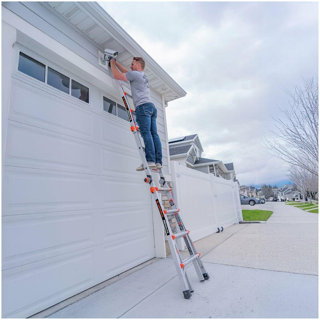 Little Giant Ladders Megalite M18 Telescoping Multi-position Ladder with Ladder Rack
