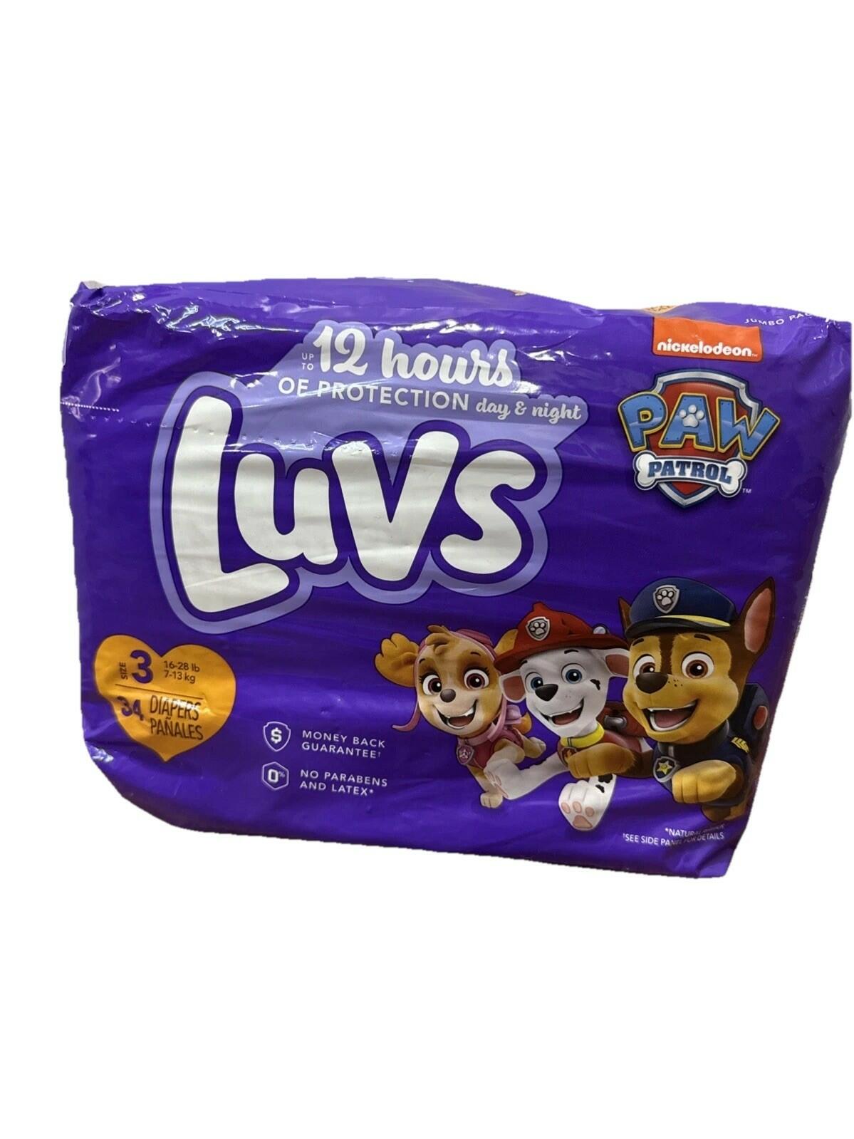 Luvs Size 3 Baby Diapers, Platinum Protection Bluey Diapers for Day & Night, Size 3, 34 Count (Packaging May Vary)