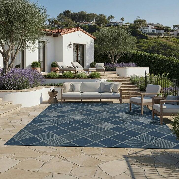 Laguna Indoor/Outdoor Area Rug, Morris Navy Gray, 8'8” x 13'