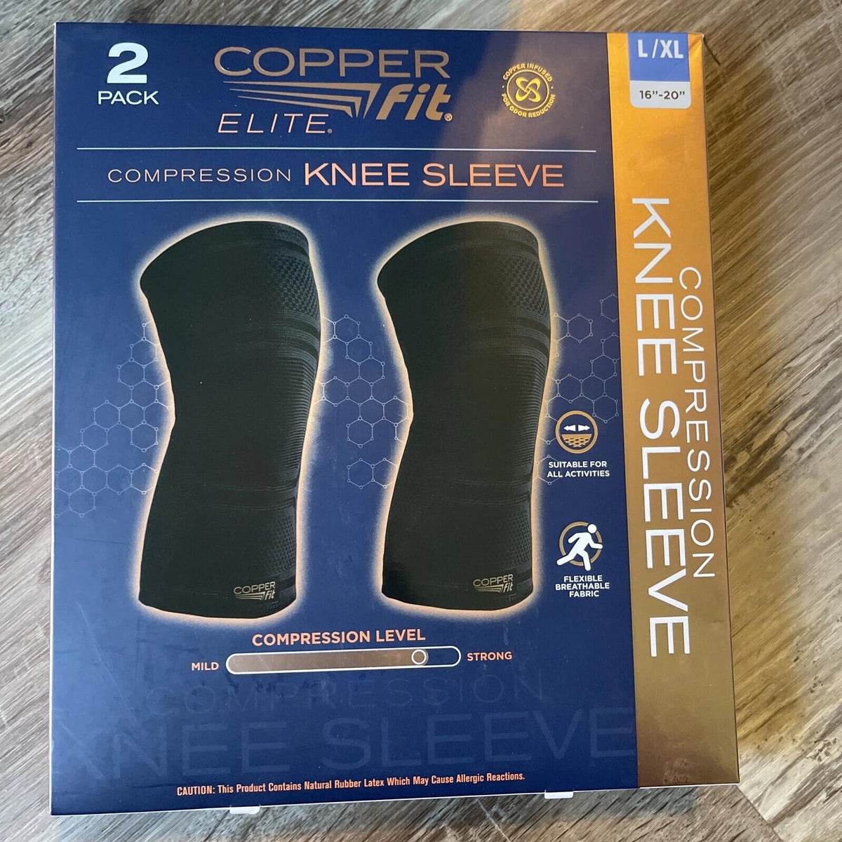 Copper Fit Elite Knee Compression Sleeve, 2-pack, L/XL