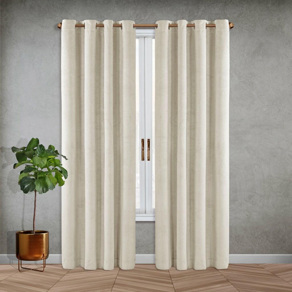 Total Blackout Velvet Window Curtain, 2-pack, Cream, 52 in. x 96 in.