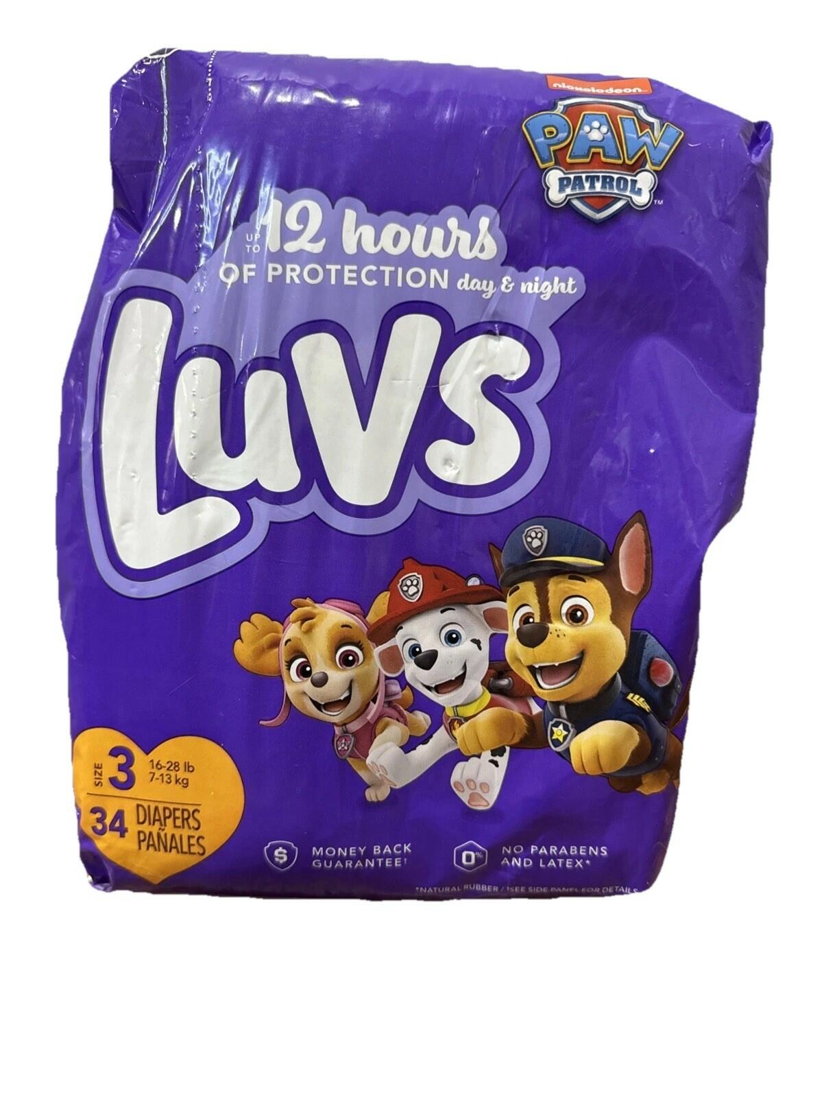Luvs Size 3 Baby Diapers, Platinum Protection Bluey Diapers for Day & Night, Size 3, 34 Count (Packaging May Vary)