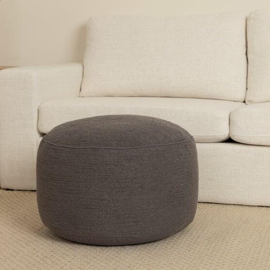Brentwood Originals Boucle Round Pouf - Gray