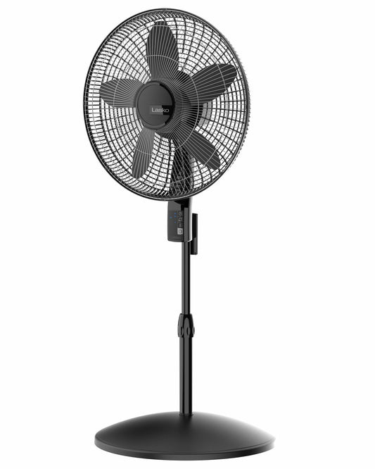 Lasko 18" Pedestal Fan, Oscillating, 4-Speed, Remote, Timer, Black