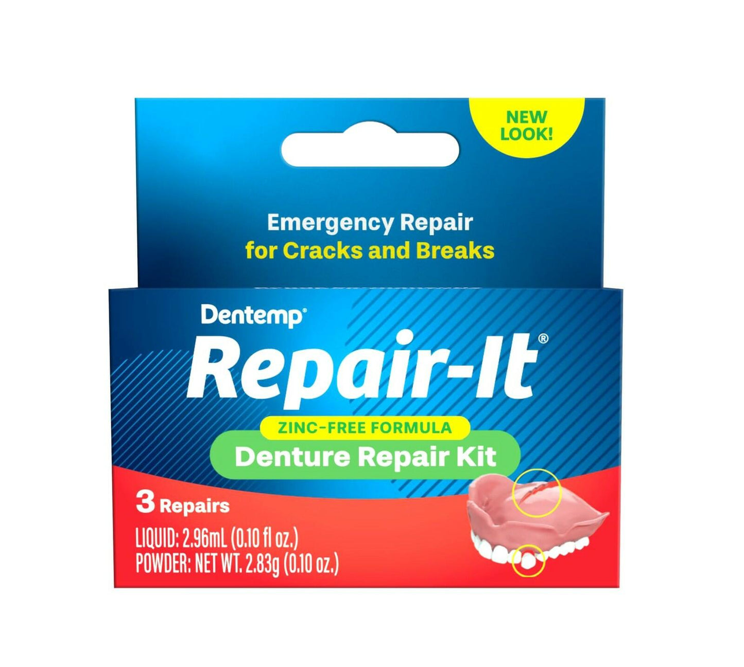 Dentemp Repair Kit - Repair-It Advanced Formula Denture Repair Kit - Denture Repair Kit Repairs Broken Dentures - Denture Repair to Mend Cracks & Replace Loose Teeth