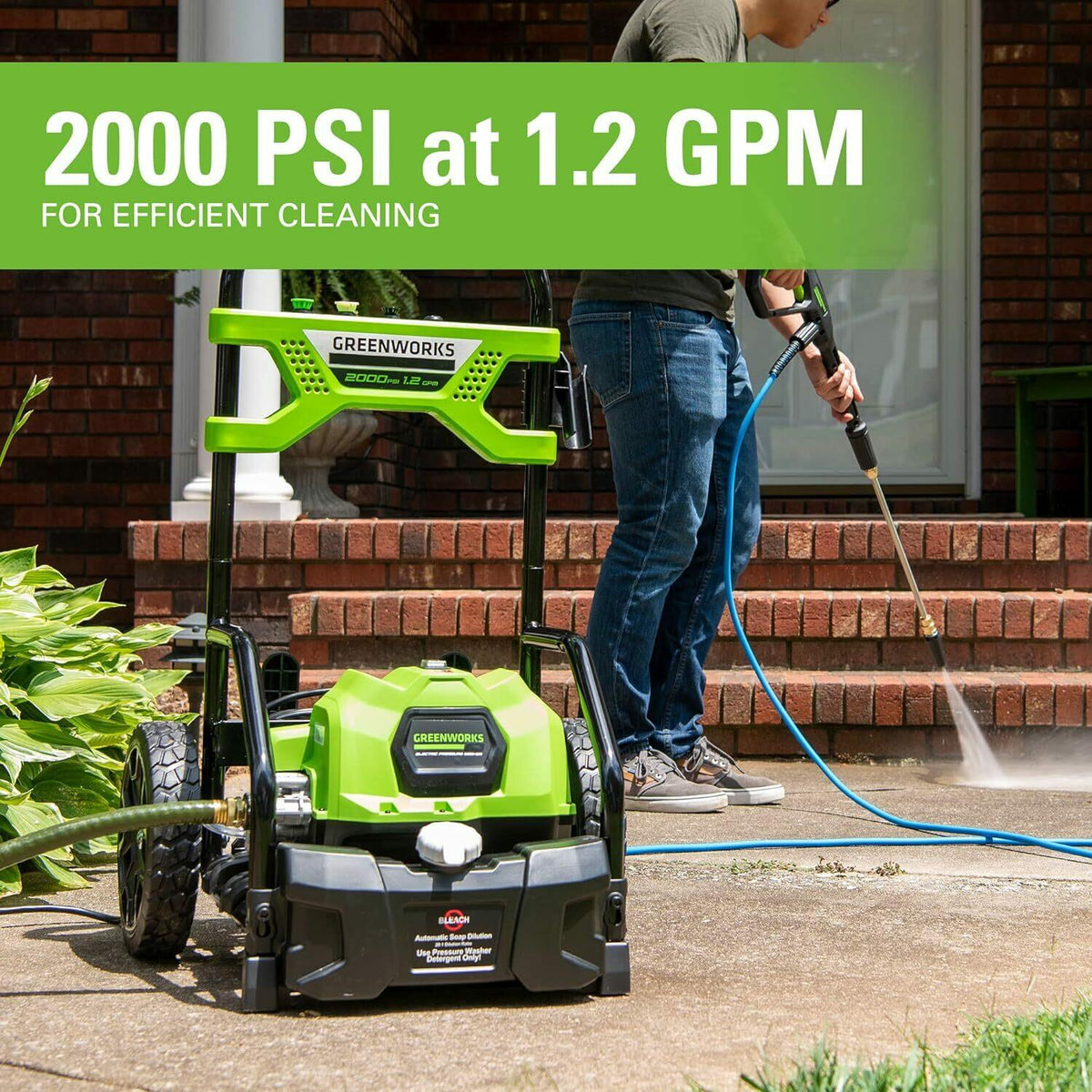 2000 PSI 1.2 GPM Cold Water Electric Pressure Washer with 12-inch Surface Cleaner and Premium Foam Cannon