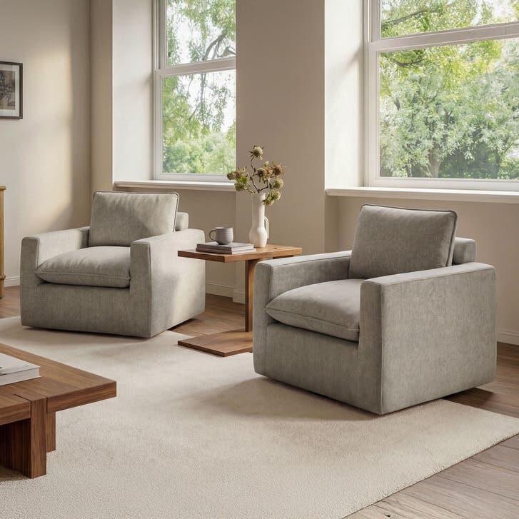 Sereen Fabric Swivel Accent Chair, Taupe