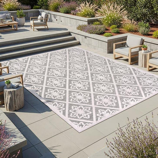 Laguna Indoor/Outdoor Area Rug, Bennet Gray Ivory, 7'10” x 10'