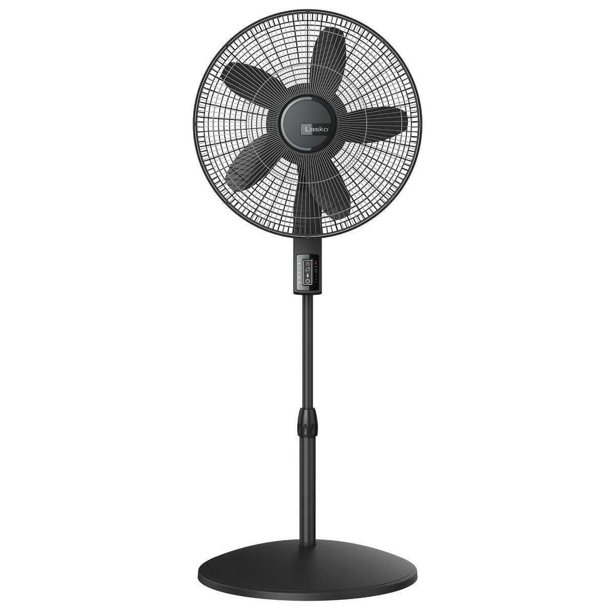 Lasko 18" Stand Oscillating Fan Black: Adjustable Height, Remote Control, 4 Speeds, Indoor Use, ETL Listed