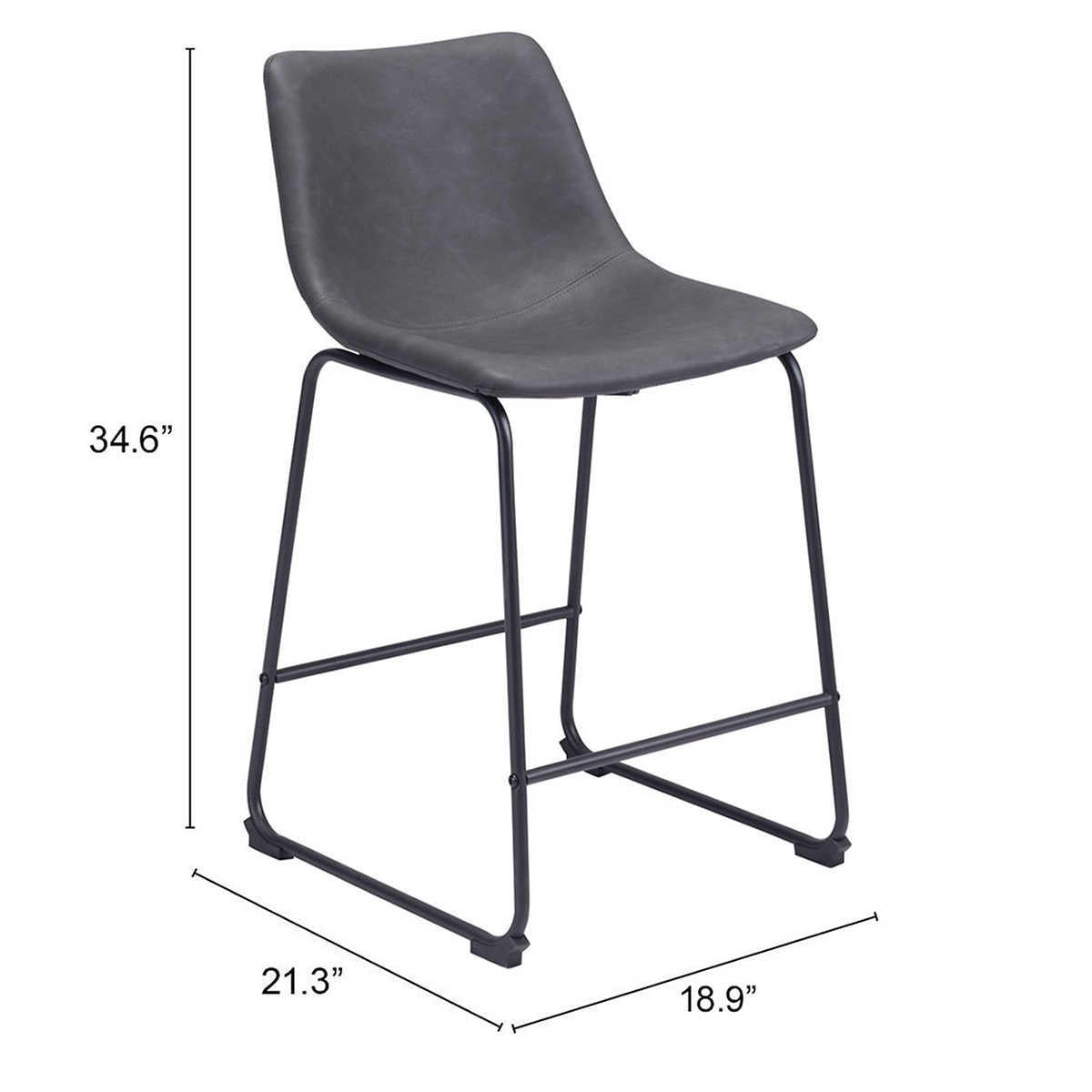 Kai 24” Barstool, 2-pack - Gray