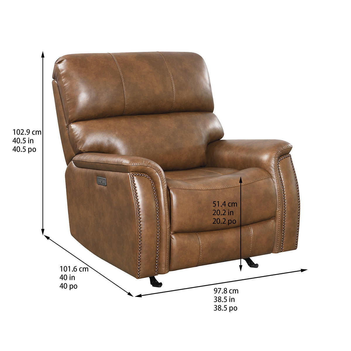 Barcalounger Presley Leather Power Rocker Recliner with Power Headrest