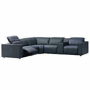 Blythe Power Reclining Leather Sectional with Power Headrests - Blue