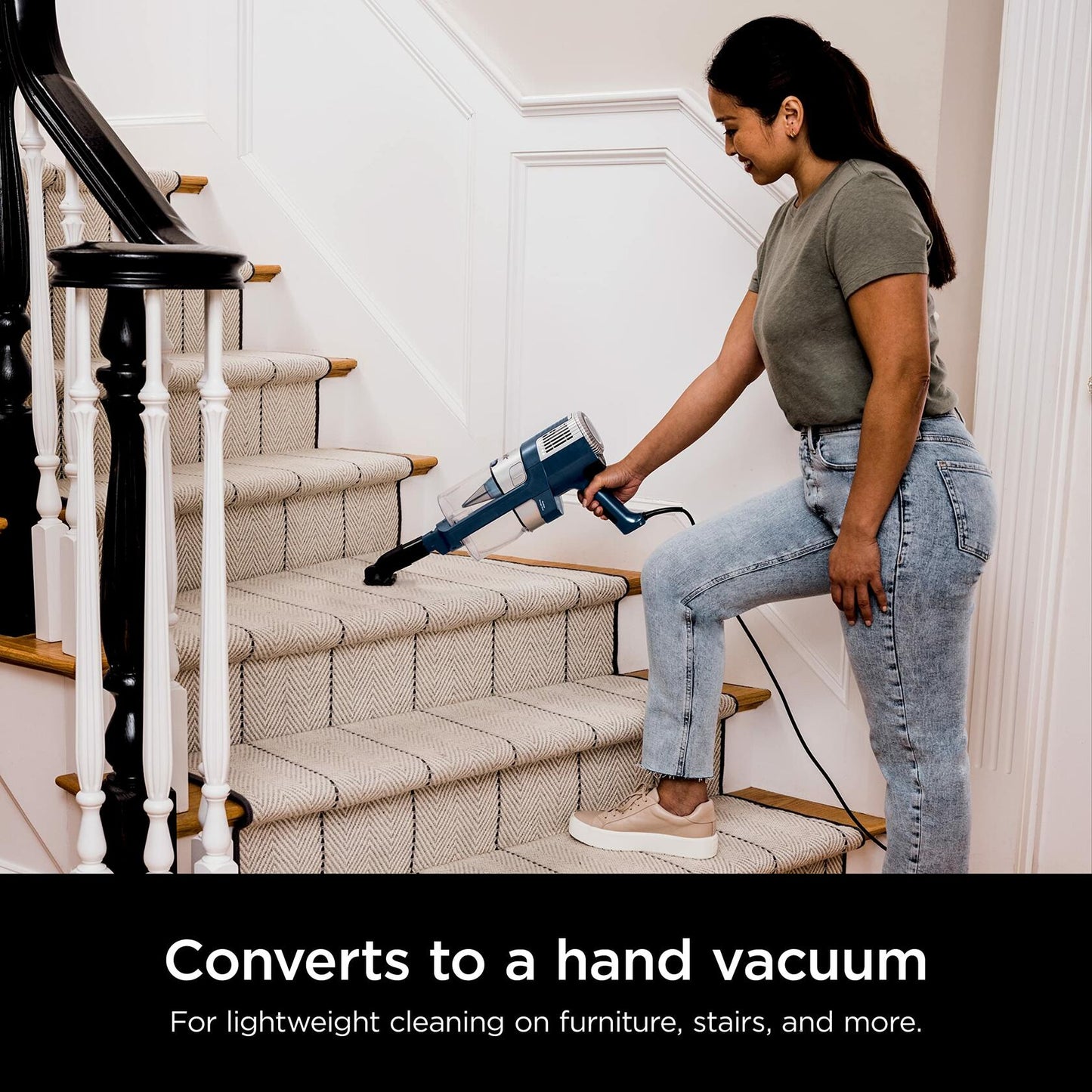 Shark HZ3002 Stratos Ultralight Corded Stick Vacuum with DuoClean PowerFins HairPro, Self-Cleaning Brushroll, & Odor Neutralizer Technology, Navy