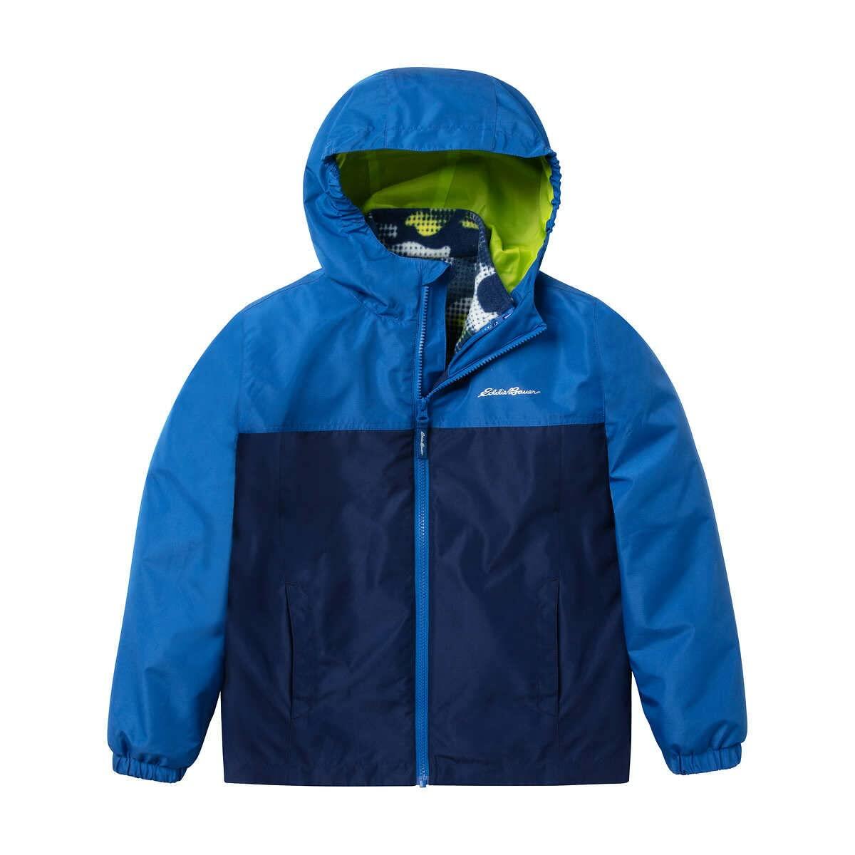 Eddie Bauer Youth Lone Peak 3 in 1 Jacket (Nautical Blue Camo, X-Small 5/6)