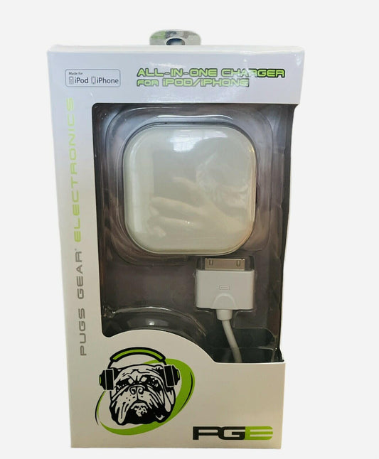 PGE Pug Gear Electronics All-in-One Charger Wall Car iPod iPhone iPad White
