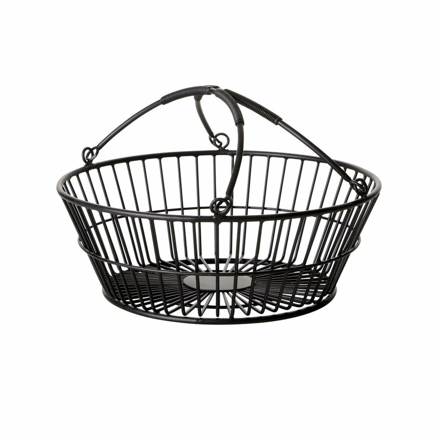 Gourmet Basics by Mikasa Tully 2-Tier Iron Storage Basket with Banana Hanger, Breathable Basket Organizer for Fruits, Vegetables, Snacks - Modern & Decorative Fruit Bowl, 12"x17" (Black)