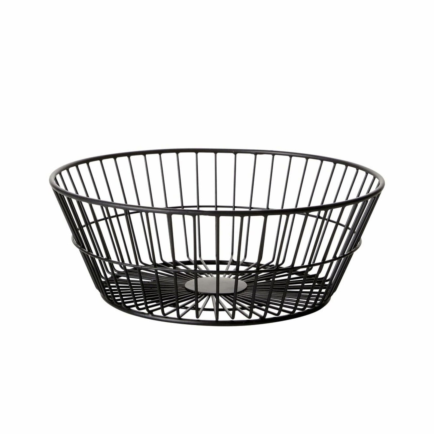 Gourmet Basics by Mikasa Tully 2-Tier Iron Storage Basket with Banana Hanger, Breathable Basket Organizer for Fruits, Vegetables, Snacks - Modern & Decorative Fruit Bowl, 12"x17" (Black)