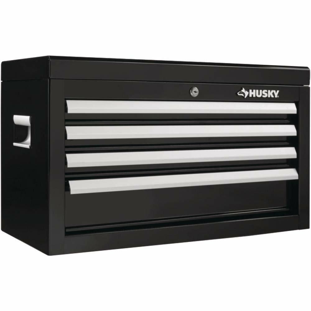 Husky 26 in. W x 12 in. D Standard Duty 4-Drawer Top Tool Chest in Gloss Black