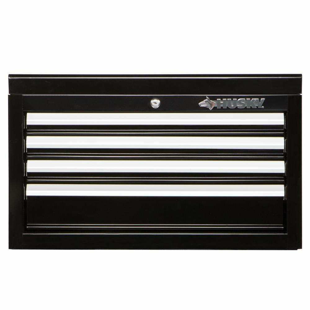 Husky 26 in. W x 12 in. D Standard Duty 4-Drawer Top Tool Chest in Gloss Black