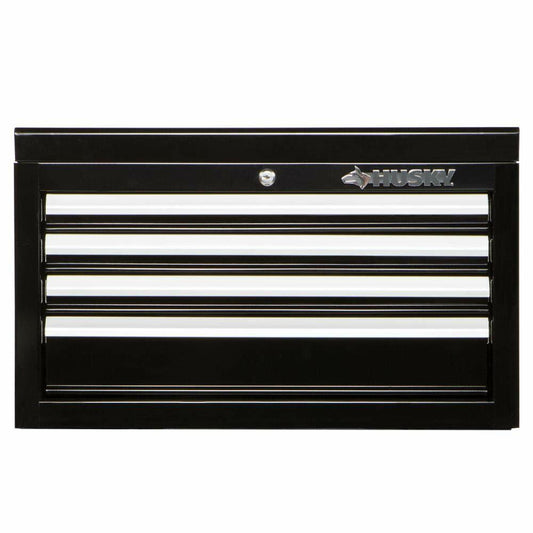 Husky 26 in. W x 12 in. D Standard Duty 4-Drawer Top Tool Chest in Gloss Black