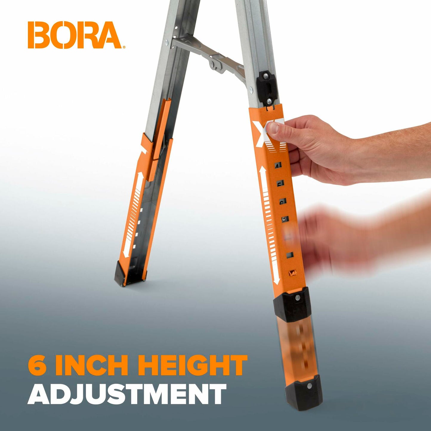 Bora Portamate Speedhorse XT Adjustable Height Sawhorse-Single Piece Stand with 30-36 inch adjustable Legs,Metal Top for 2x4,Heavy Duty Pro Bench Saw Horse for Contractors,Carpenters-PM-4550 Orange