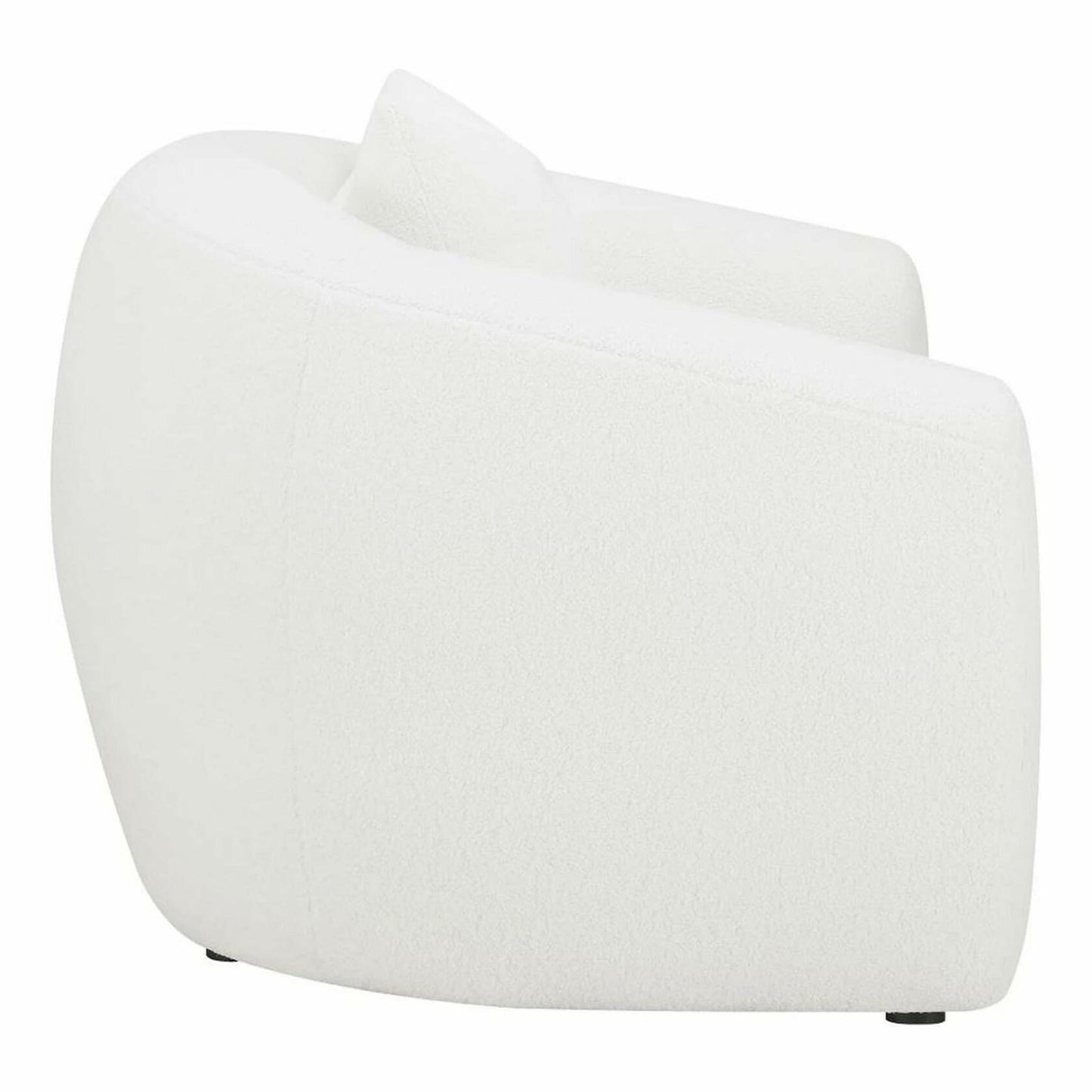 Benjara 45 Inch Accent Chair, Curved Back and Sloped Armrests, Soft White Fabic