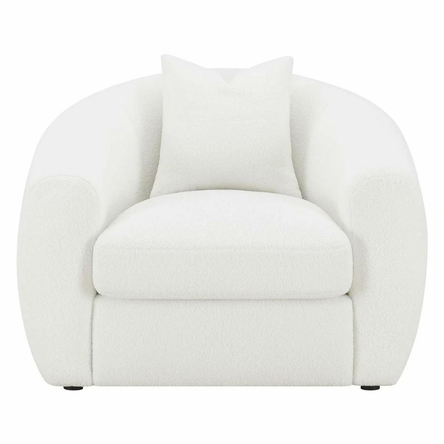 Benjara 45 Inch Accent Chair, Curved Back and Sloped Armrests, Soft White Fabic