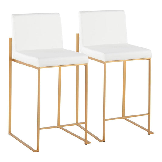 LumiSource Fuji High Back Counter Stools for Kitchen Counter in Gold Metal, Counter Height Chairs, Bar Stools Set of 2, Counter Height Chairs, Bar Stools for Kitchen Island