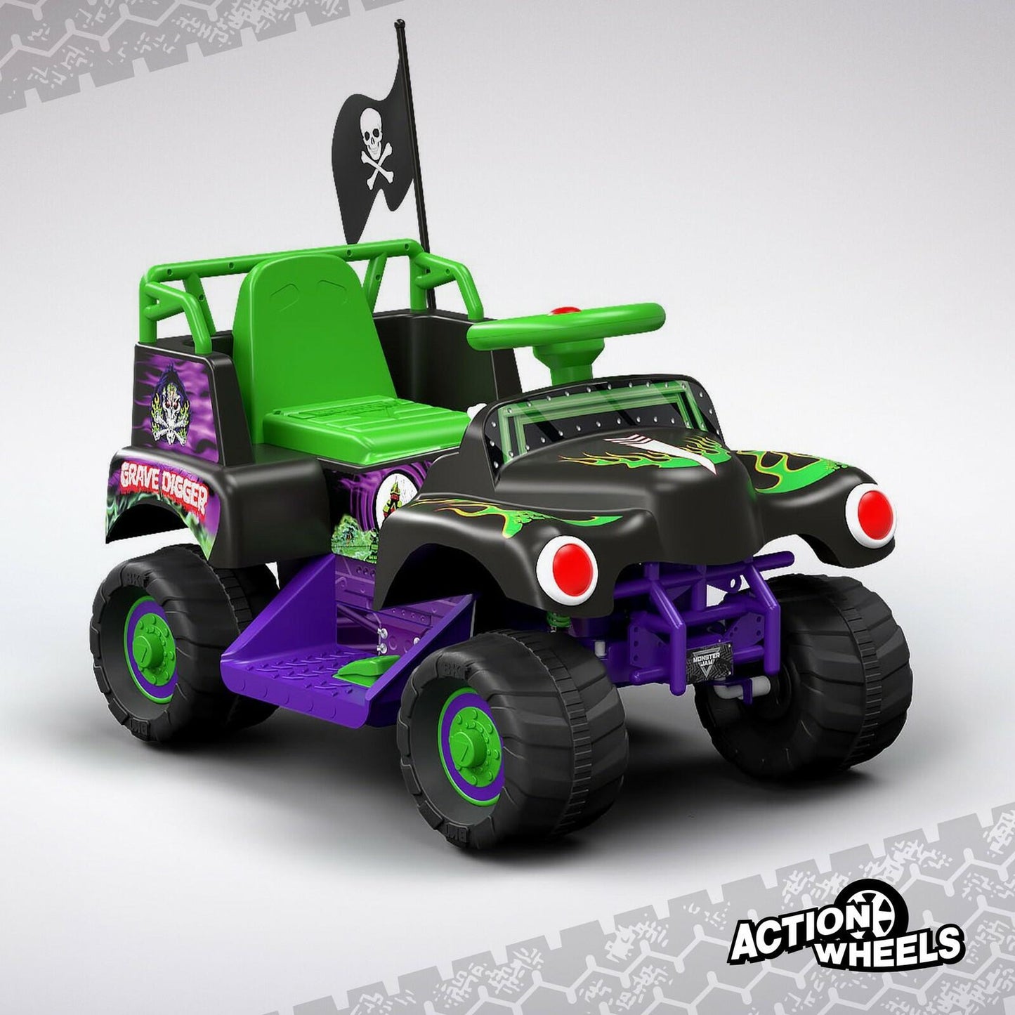 6 Volt Grave Digger Ride on Car Monster Truck Monster Jam Graphics for Boys & Girls 18-36 Months