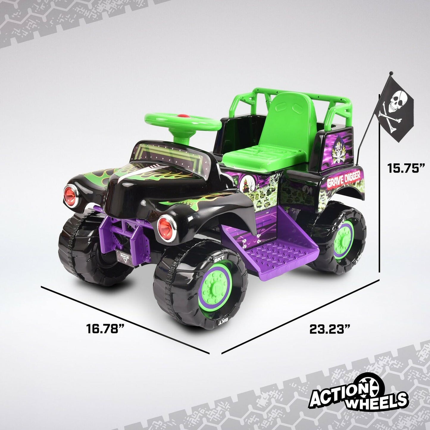 6 Volt Grave Digger Ride on Car Monster Truck Monster Jam Graphics for Boys & Girls 18-36 Months