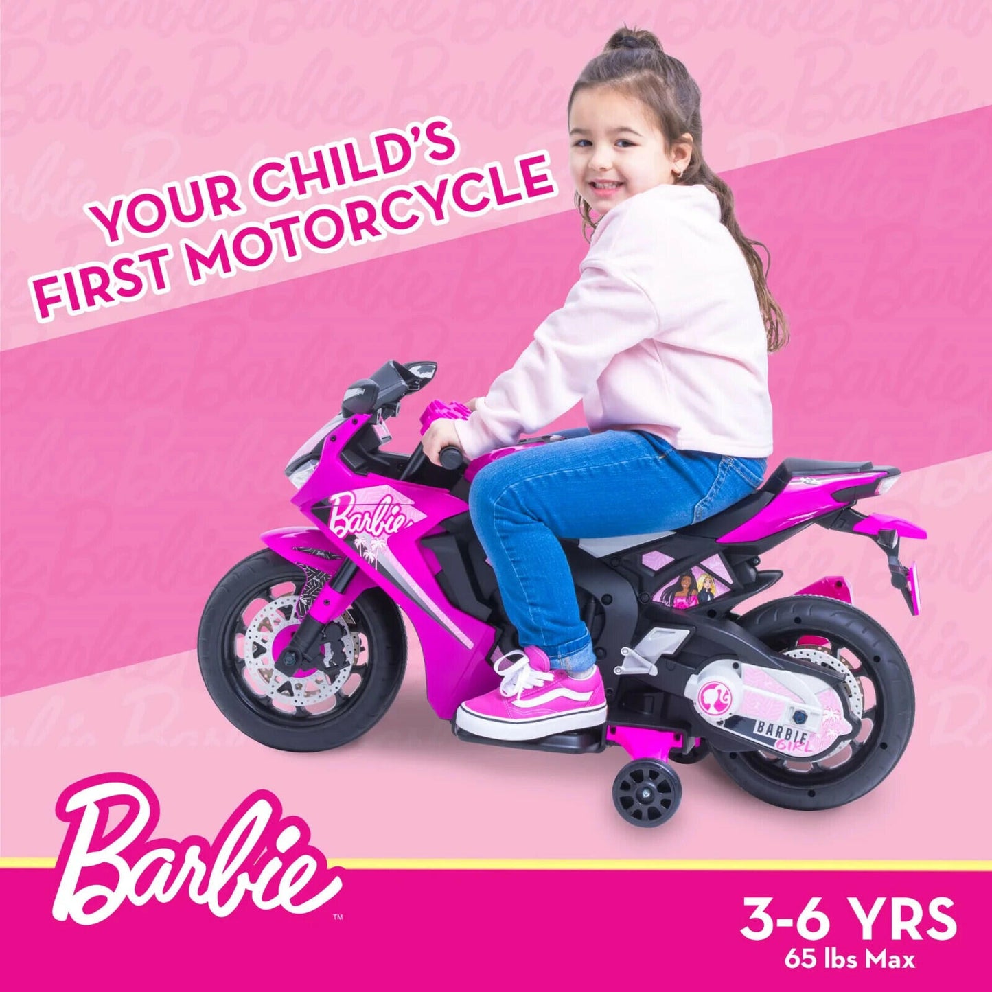 Barbie by Flybar, 6 Volts Motorcycle Ride on Ages 3 and up Girls Birthday Gift