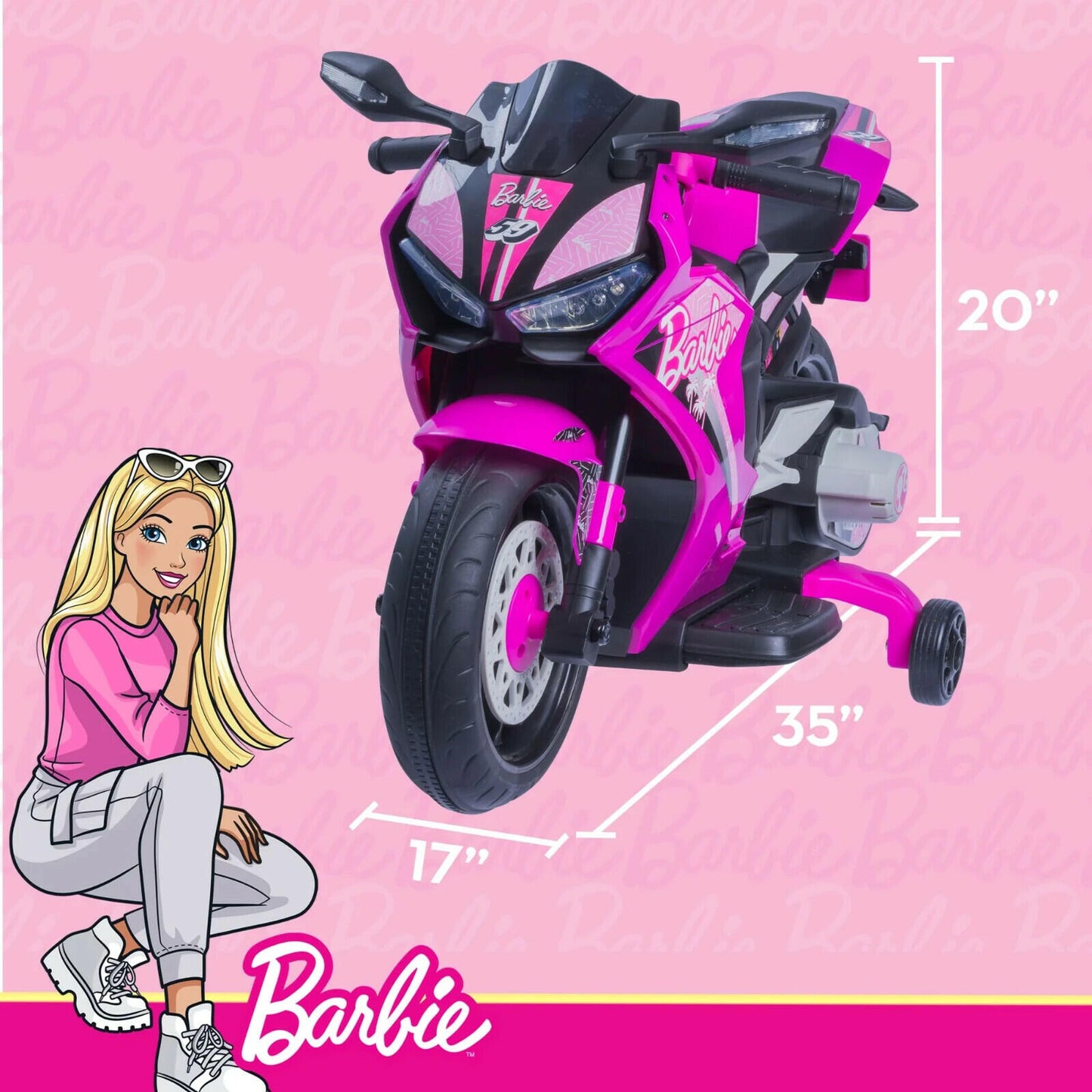 Barbie by Flybar, 6 Volts Motorcycle Ride on Ages 3 and up Girls Birthday Gift