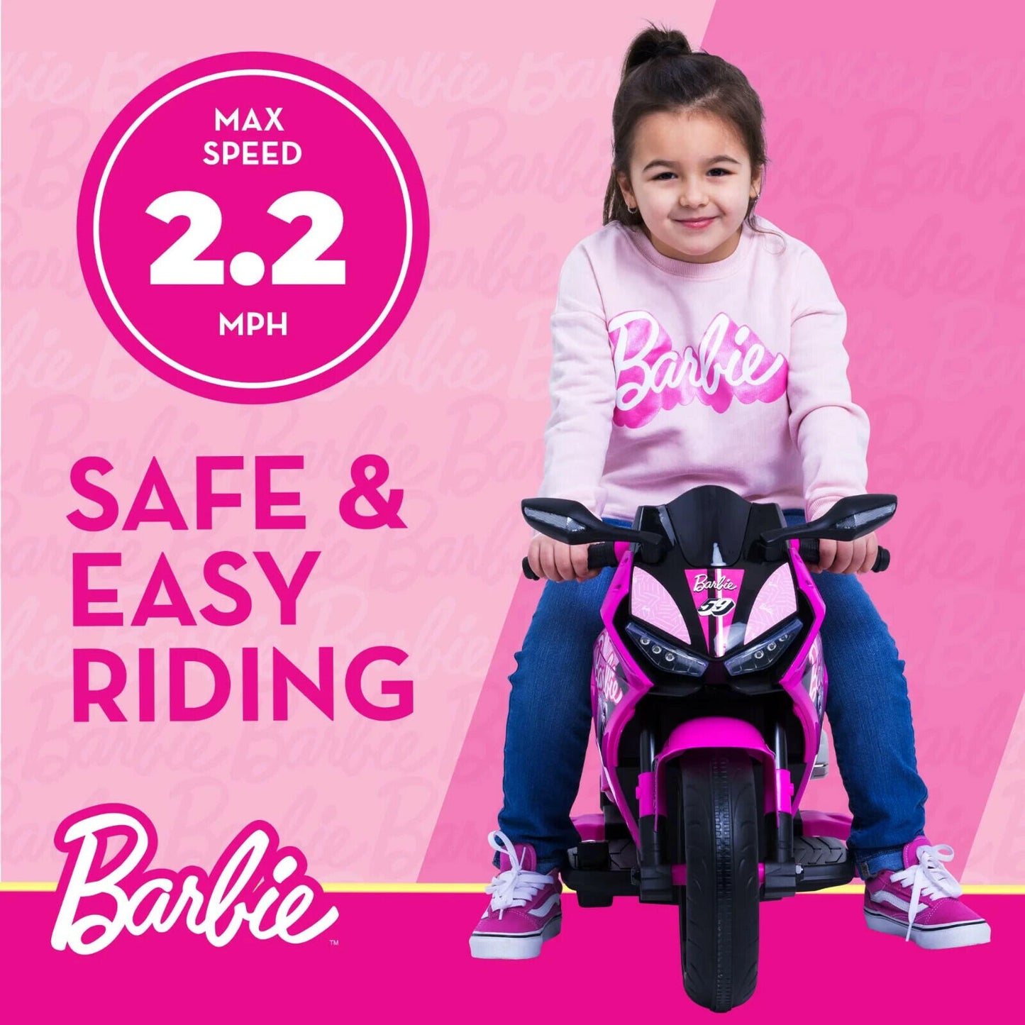 Barbie by Flybar, 6 Volts Motorcycle Ride on Ages 3 and up Girls Birthday Gift