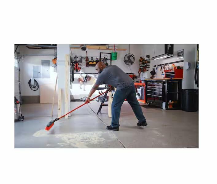 Libman 24-Inch Multi-Surface Squeegee Push Broom with Brace and Steel Handle – Heavy-Duty Steel Handle for Indoor & Outdoor Use