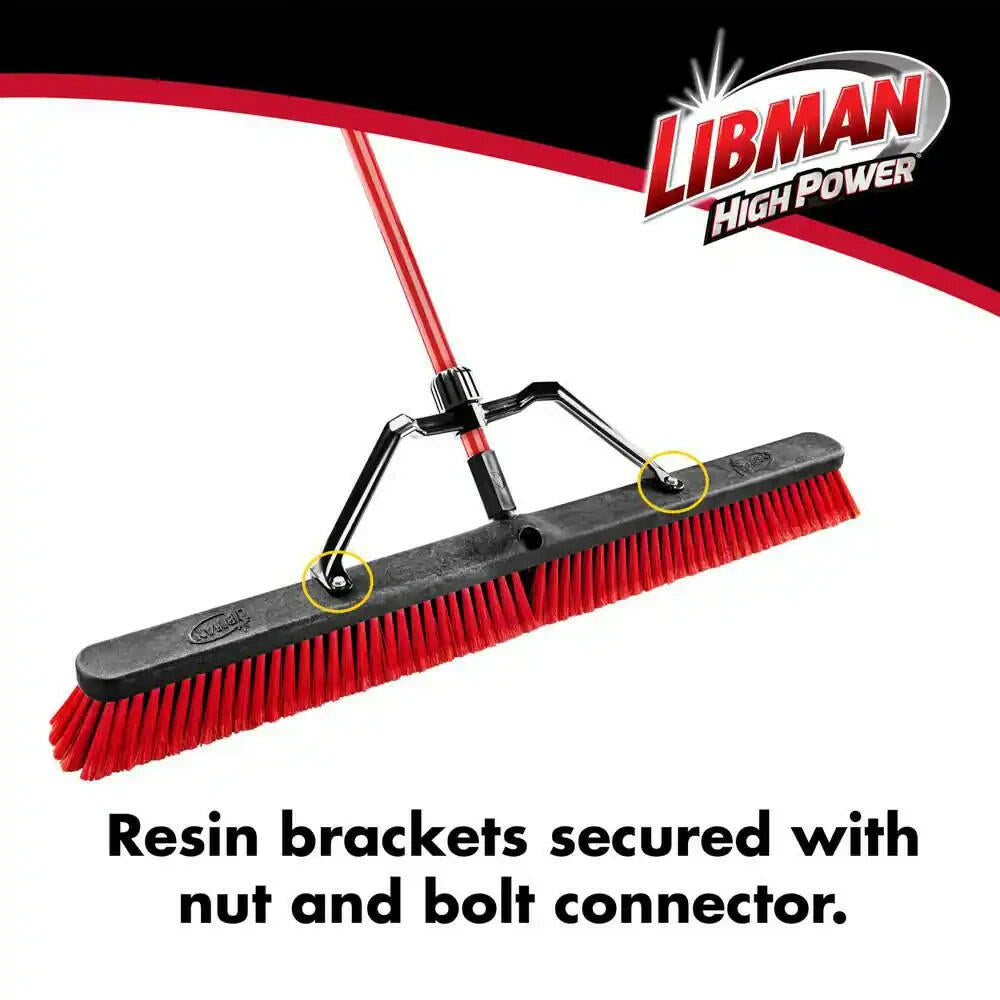 36 In. High Power Multi-Surface Push Broom with Brace and 60 In Steel Handle