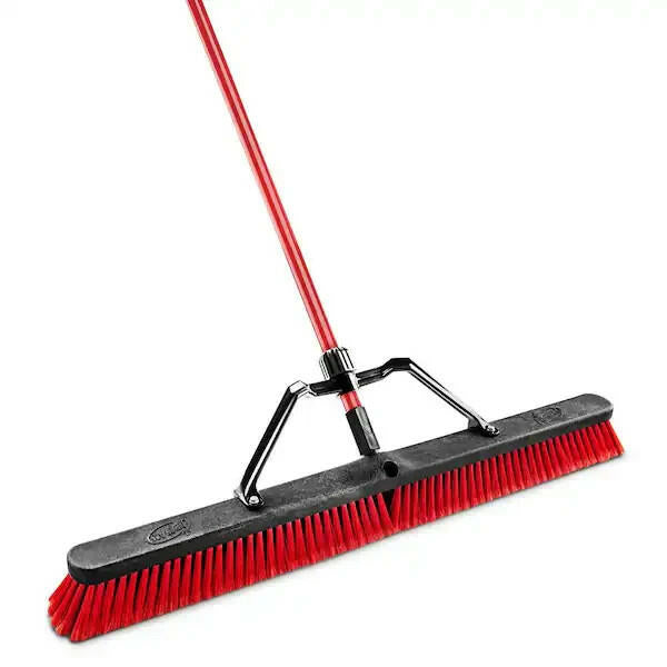 36 In. High Power Multi-Surface Push Broom with Brace and 60 In Steel Handle
