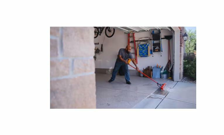 Libman 24-Inch Multi-Surface Squeegee Push Broom with Brace and Steel Handle – Heavy-Duty Steel Handle for Indoor & Outdoor Use