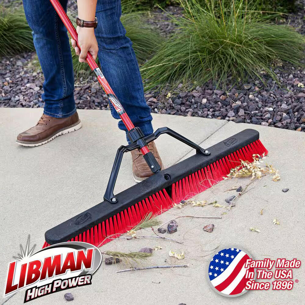 36 In. High Power Multi-Surface Push Broom with Brace and 60 In Steel Handle