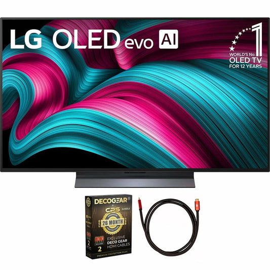 LG OLED42C5PUA 42 Inch Class C5 Series OLED evo 4K UHD Smart webOS TV 2025 (Renewed) Bundle with Deco Gear 6FT HDMI 2.0 Cable and CPS Exclusive 26 Month Protection Pack (BEACH-CPS-26M1500)