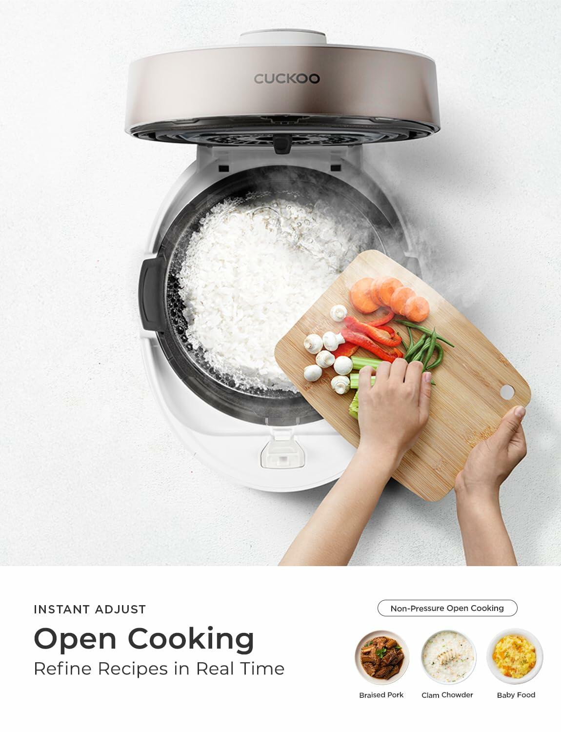 CUCKOO CRP-ST0609FW 6-Cup (Uncooked) / 12-Cup (Cooked) Twin Pressure Rice Cooker & Warmer with Nonstick Inner Pot, 16 Menu Options, 3 Voice Guide, Auto Clean (White)